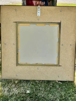 Superbe miroir contemporain métal et céramique géométrique