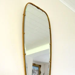 Superbe miroir forme libre en laiton massif année 50 / 60 vintage