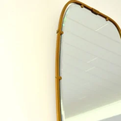 Superbe miroir forme libre en laiton massif année 50 / 60 vintage