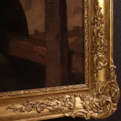 Superbe peinture signée FB et datée de 1853, les amoureux.