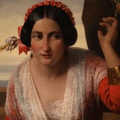 Superbe peinture signée FB et datée de 1853, les amoureux.