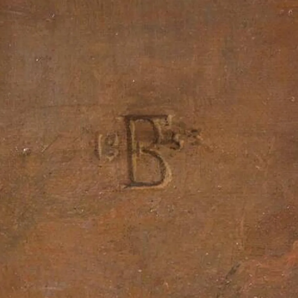 Superbe peinture signée FB et datée de 1853, les amoureux.