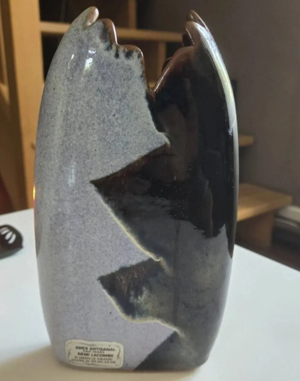 Superbe vase anthropomorphe en grès artisanal émaillé, de Remy Lacombe