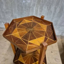Support en placage de bois géométrique, Tchécoslovaquie, années 1960-1970