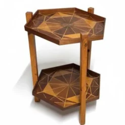 Support en placage de bois géométrique, Tchécoslovaquie, années 1960-1970