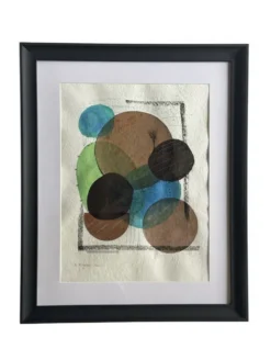 Tableau abstrait contemporain original, encadré (55x45cm)