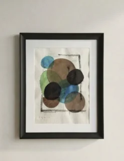 Tableau abstrait contemporain original, encadré (55x45cm)