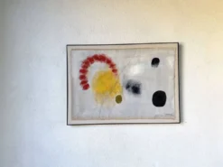Tableau abstrait sur toile de lin dans le goût de Joan Miro