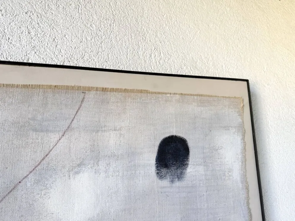 Tableau abstrait sur toile de lin dans le goût de Joan Miro