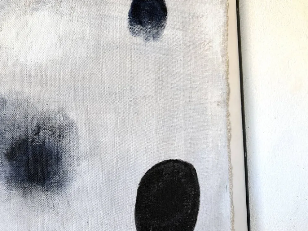 Tableau abstrait sur toile de lin dans le goût de Joan Miro