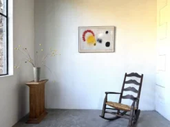 Tableau abstrait sur toile de lin dans le goût de Joan Miro