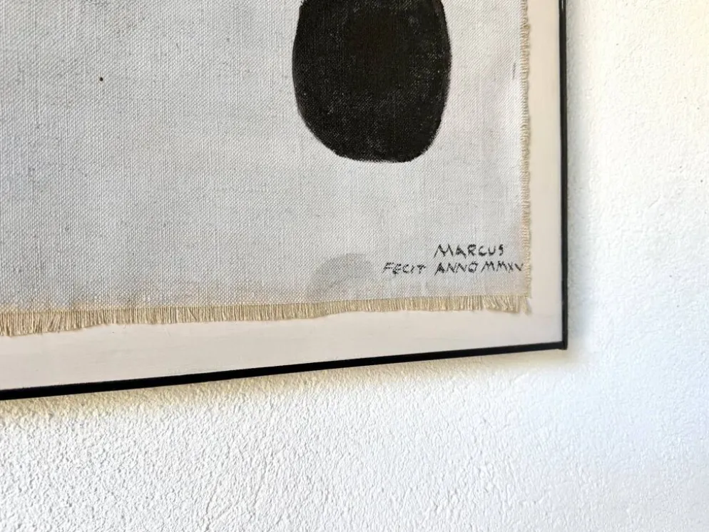 Tableau abstrait sur toile de lin dans le goût de Joan Miro