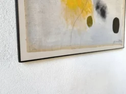 Tableau abstrait sur toile de lin dans le goût de Joan Miro