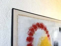 Tableau abstrait sur toile de lin dans le goût de Joan Miro