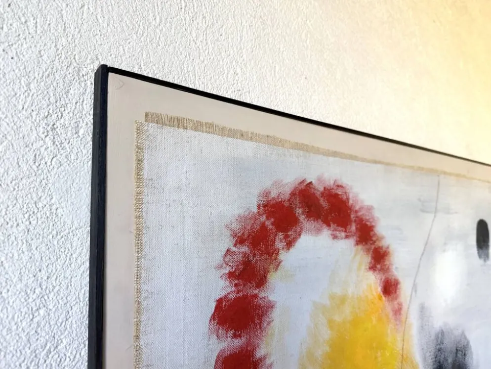 Tableau abstrait sur toile de lin dans le goût de Joan Miro