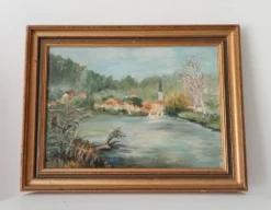Tableau ancien huile sur toile signée J.V