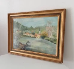Tableau ancien huile sur toile signée J.V