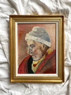 Tableau ancien peinture huile sur toile portrait homme signé Y. Mercier Contart