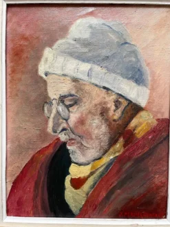 Tableau ancien peinture huile sur toile portrait homme signé Y. Mercier Contart
