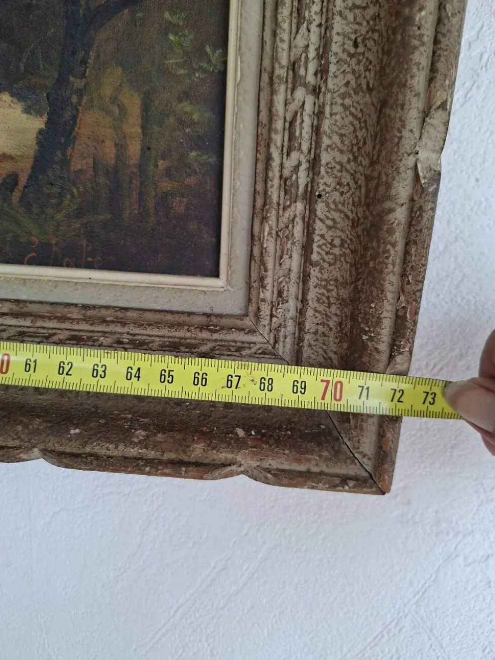 Tableau Ancien / Peinture à l'huile – Scène de vie au bord de l'eau