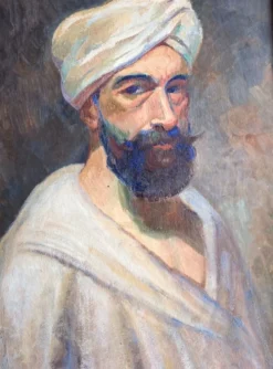 Tableau ancien, portrait d’homme au turban , XX siècle, signé