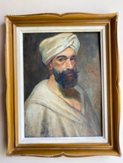 Tableau ancien, portrait d’homme au turban , XX siècle, signé