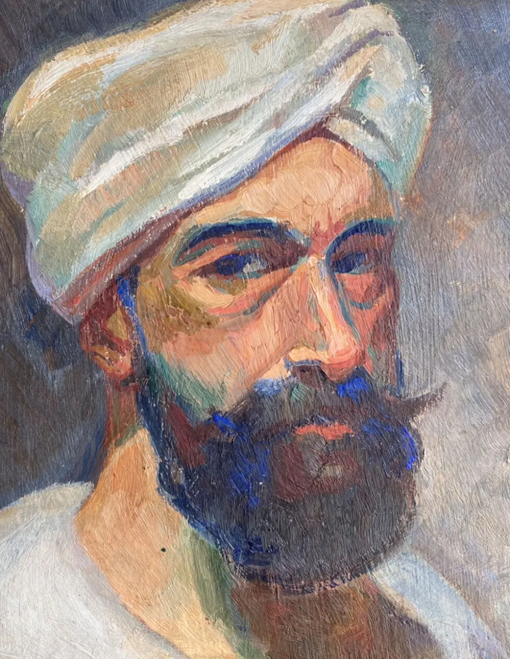 Tableau ancien, portrait d’homme au turban , XX siècle, signé