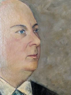 Tableau ancien portrait huile sur toile homme XXème