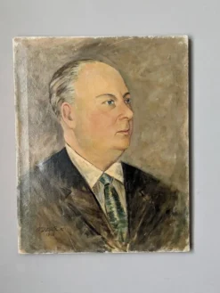 Tableau ancien portrait huile sur toile homme XXème