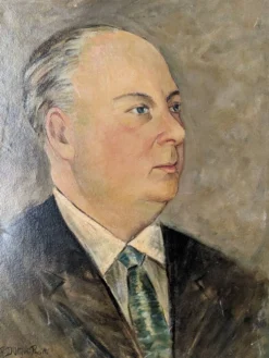 Tableau ancien portrait huile sur toile homme XXème