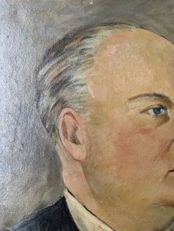 Tableau ancien portrait huile sur toile homme XXème