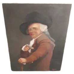 Tableau ancien portrait huile sur toile signée Gouet