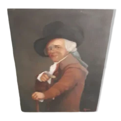 Tableau ancien portrait huile sur toile signée Gouet
