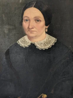 Tableau ancien portrait vintage décoration campagne bohème huile sur toile