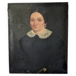 Tableau ancien portrait vintage décoration campagne bohème huile sur toile