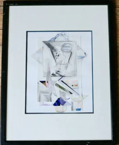 Tableau années 80 / collages de papier dessinés encadré
