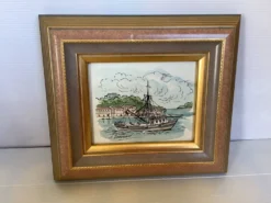 Tableau aquarelle signée bateau marine
