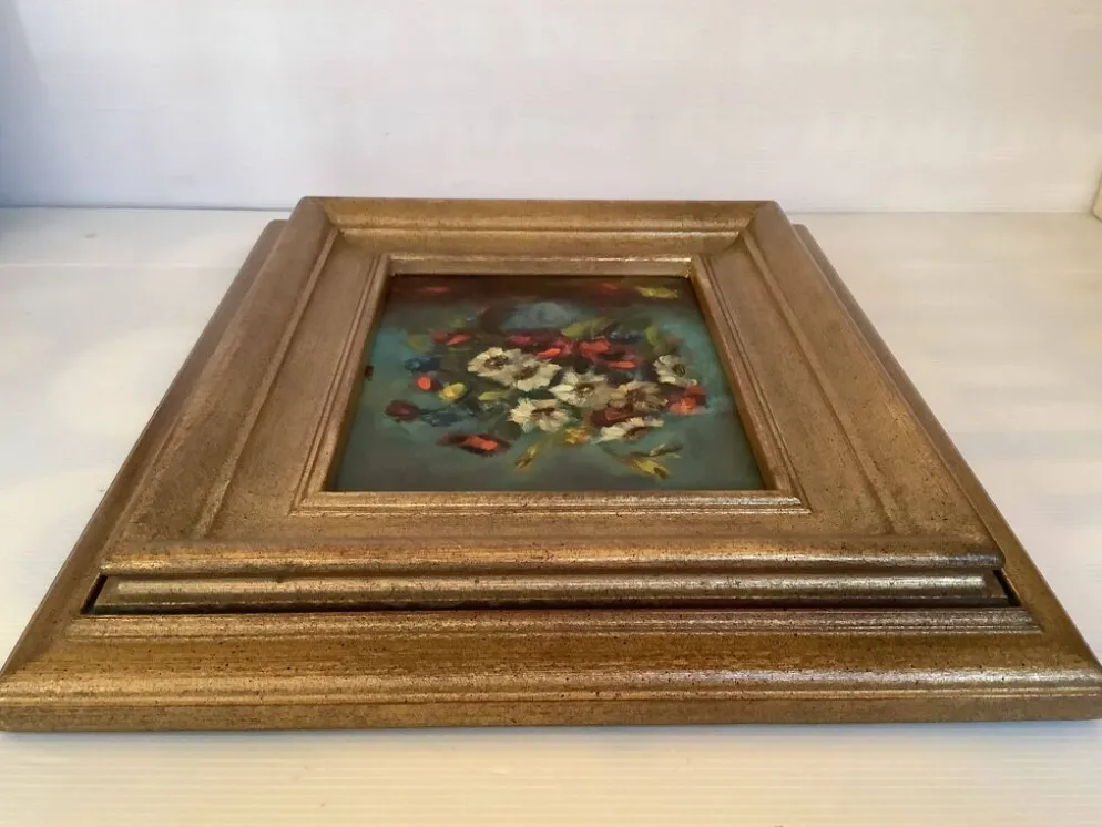 Tableau bouquet de fleurs huile sur carton