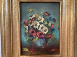 Tableau bouquet de fleurs huile sur carton