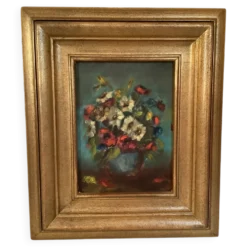 Tableau bouquet de fleurs huile sur carton