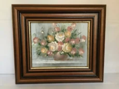 Tableau bouquet de fleurs huile sur toile signée