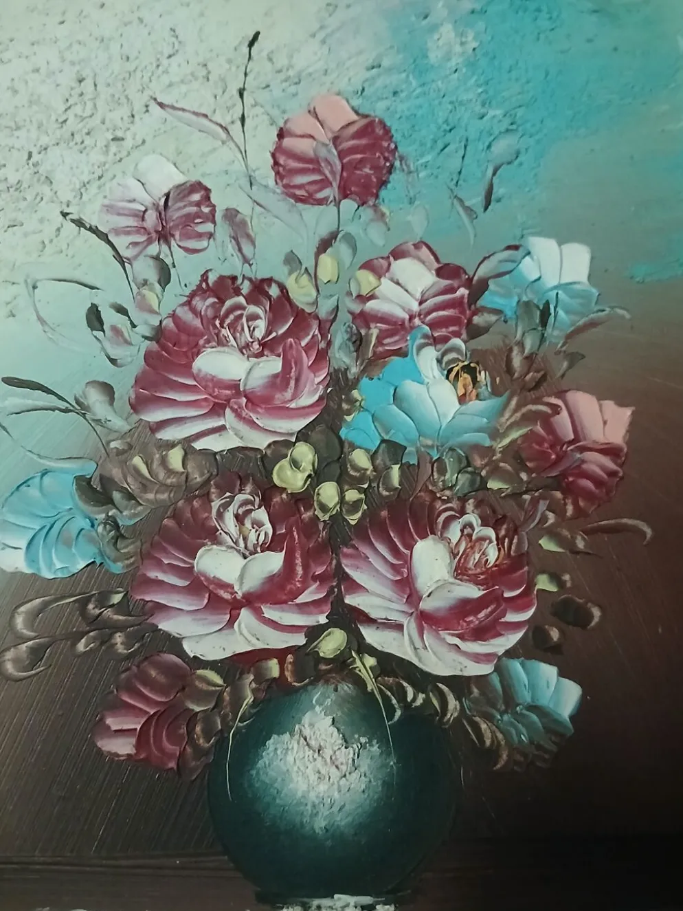 Tableau bouquet de fleurs peint à la main