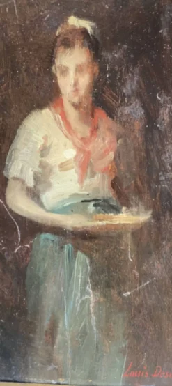 Tableau de Louis Henri Deschamps portrait d'une jeune fille, XIXème