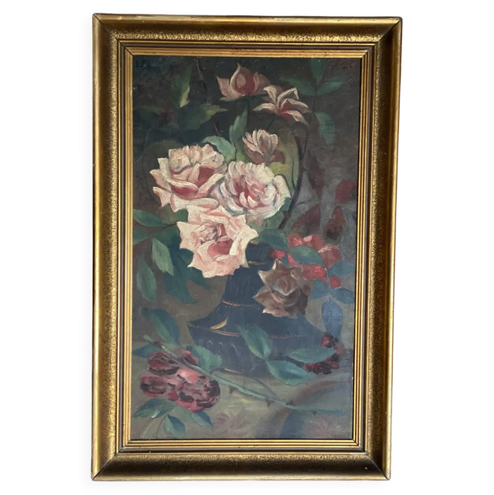 Tableau de pietr alberti, bouquet de fleurs (roses) nature morte
