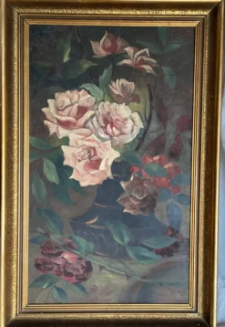 Tableau de pietr alberti, bouquet de fleurs (roses) nature morte
