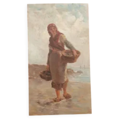 Tableau femme à la pêche à pied