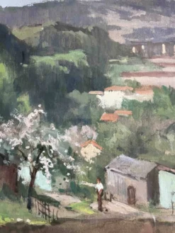 Tableau Gouache sur papier Emile Wegelin (1875-1962) Environs de Nice Dordo