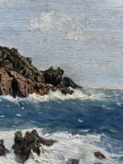 Tableau HSP "Bord de mer Côte d'Azur" Marine signée vers 1950