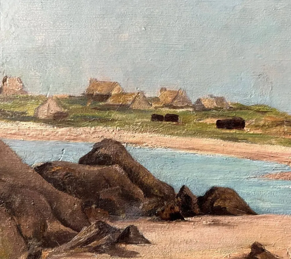 Tableau HSP "Marine" bretonne (?) fourniture d'art Alan Hardy XIX°