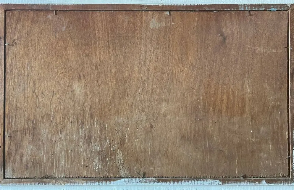 Tableau HSP "Marine méditerranéene" barque et pêcheur signé Dorges